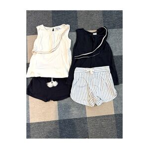 Bella Bliss Cream and Navy Pima  Sleeveless Top and woven shorts size 10